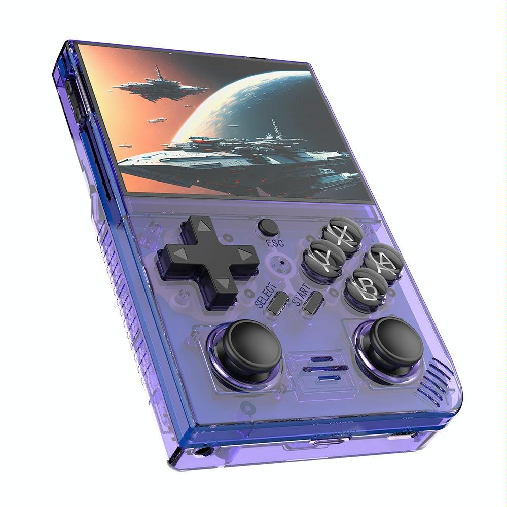 64G Handheld Game Console With 10 000+ Games - 3.5 Inch Transparent Black - Transparent Orange