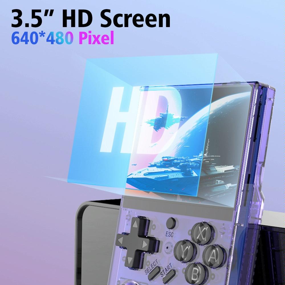 64G Handheld Game Console With 10 000+ Games - 3.5 Inch Transparent Black - Transparent Orange