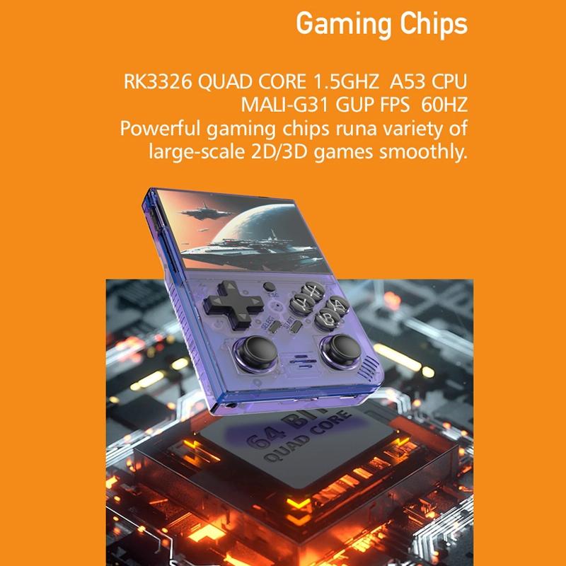 64G Handheld Game Console With 10 000+ Games - 3.5 Inch Transparent Black - Transparent Orange