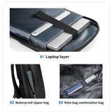 Large Capacity Waterproof Laptop Backpack with Usb Port for Business Travel - Black