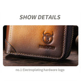 Rfid Anti Theft Cowhide Card Holder Wallet Coffee - 45-Degree Angle
