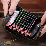 Rfid Anti Theft Cowhide Card Holder Wallet Coffee - Extra Image