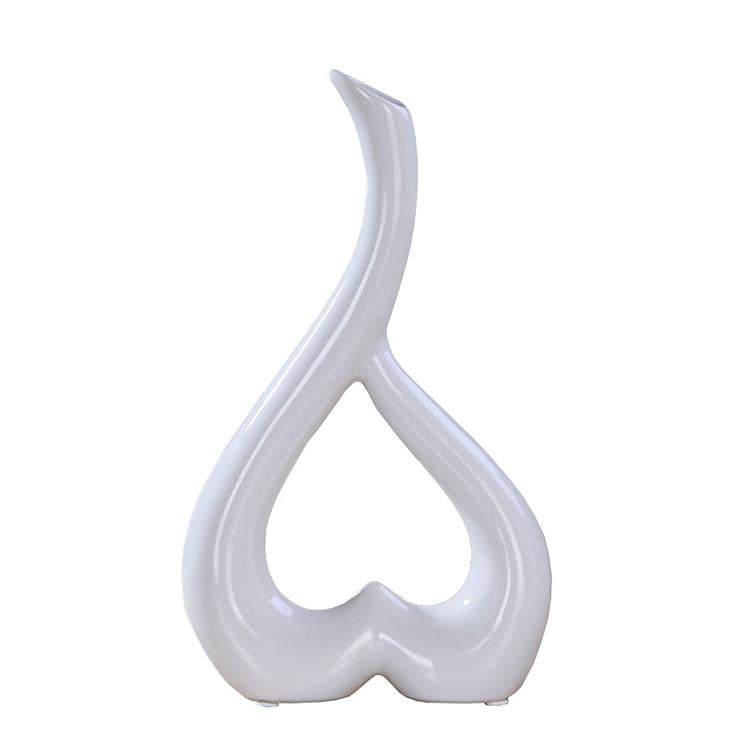 Creative Heart-shaped Ceramic Flower Vase for Home Office or Wedding Decor - Red