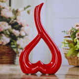 Creative Heart-shaped Ceramic Flower Vase for Home Office or Wedding Decor - Red - Extra Image