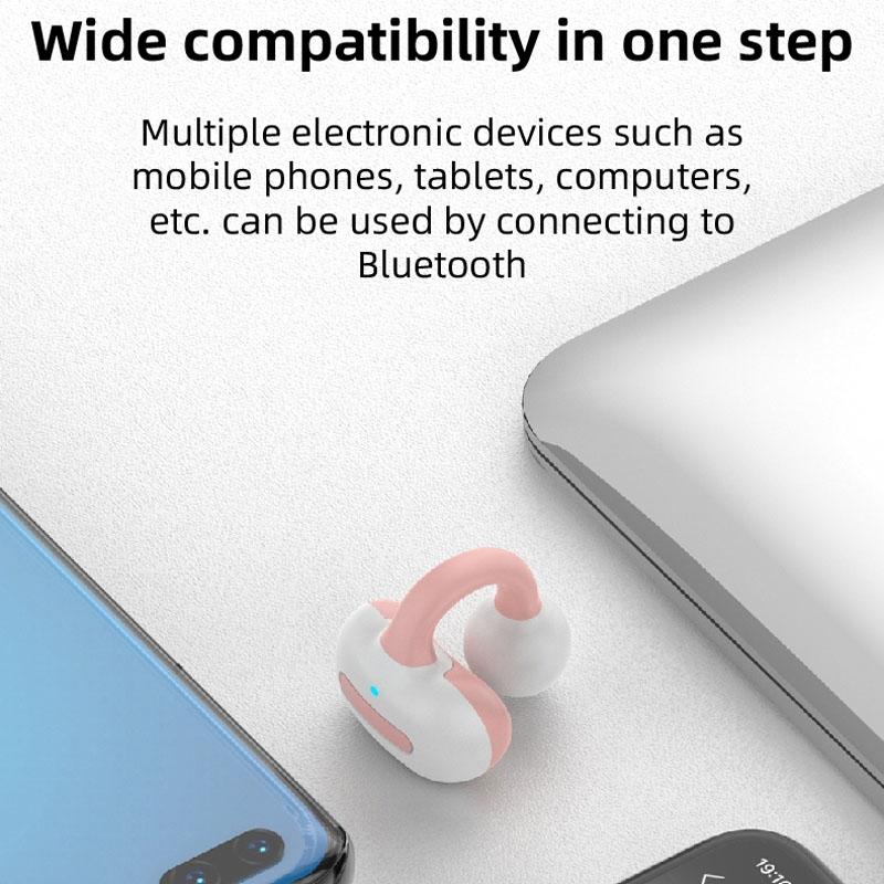 Wireless Single Ear Clip-on Bluetooth Earphone - M-s8 - Pink