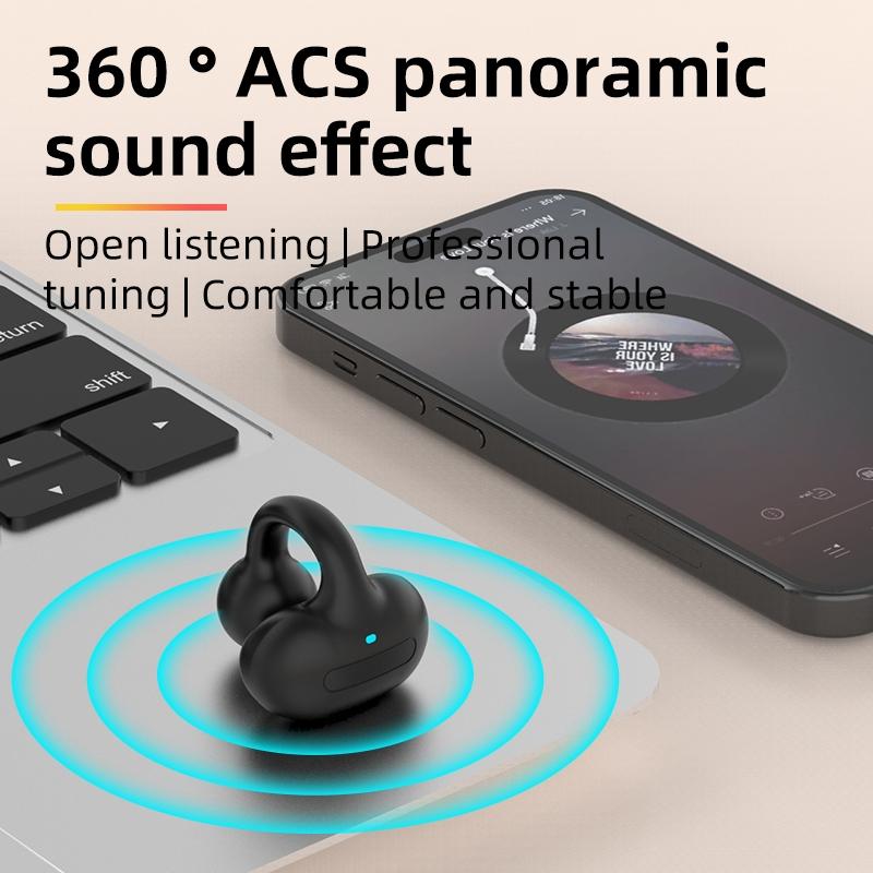 Wireless Single Ear Clip-on Bluetooth Earphone - M-s8 - Pink