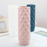 Creative Plastic Vase for Home Decoration - Flower Arrangement Container - Milk White - Rear View