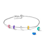 925 Sterling Silver Silicone Beads For Diy Bracelets & Necklaces - Cyan - Top-Down View