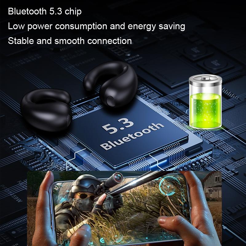 Wireless Bluetooth Earphone with Charging Case - Clip-on - Black Red