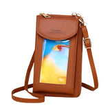 Women Touch Screen Shoulder Bag For Mobile Phones - Deep Pink