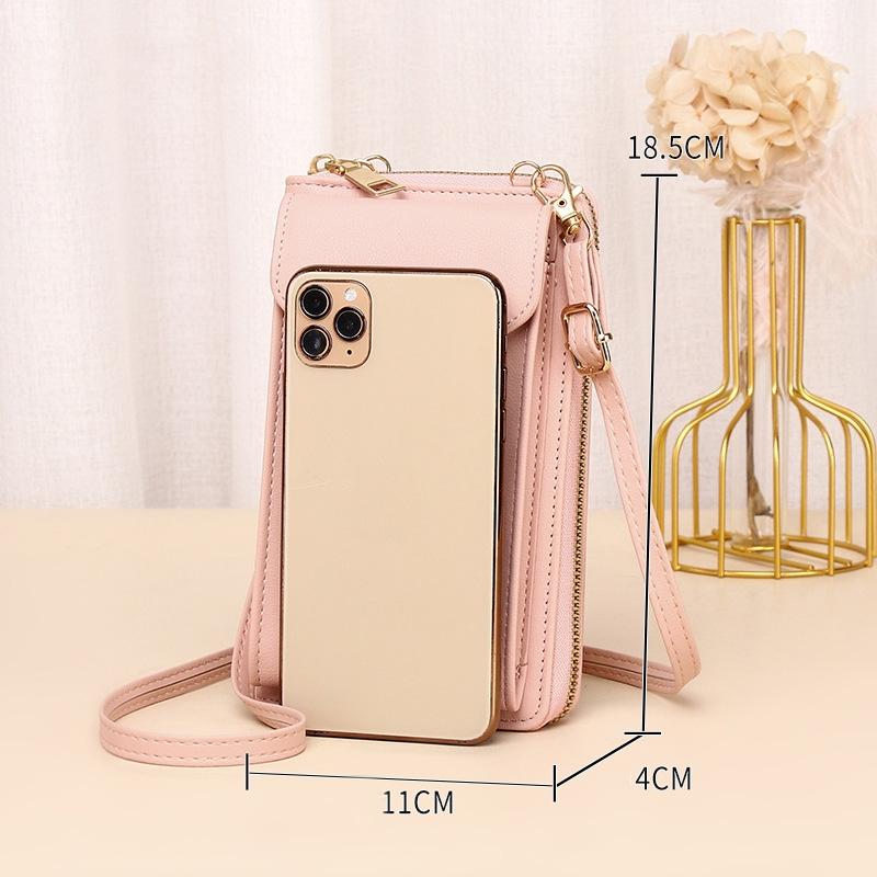 Women Touch Screen Shoulder Bag For Mobile Phones - Deep Pink