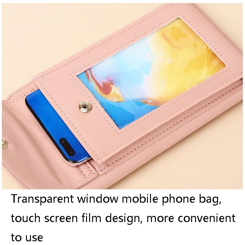 Women Touch Screen Shoulder Bag For Mobile Phones - Deep Pink