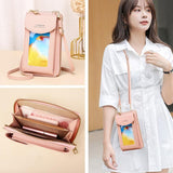Women Touch Screen Shoulder Bag For Mobile Phones - Deep Pink