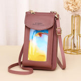 Women Touch Screen Shoulder Bag For Mobile Phones - Deep Pink