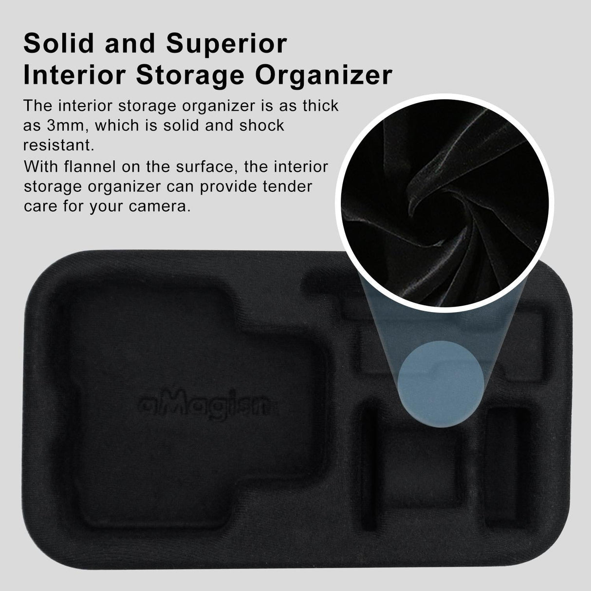 18.5 x 11.5 x 6cm Small Organizer Bag for Sports Camera Accessories - Pearl White