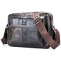 Men Leather Shoulder Bag Double Layer - Iron Blue