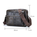 Men Leather Shoulder Bag Double Layer - Iron Blue