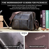 Men Leather Shoulder Bag Double Layer - Iron Blue - Close-Up Angle