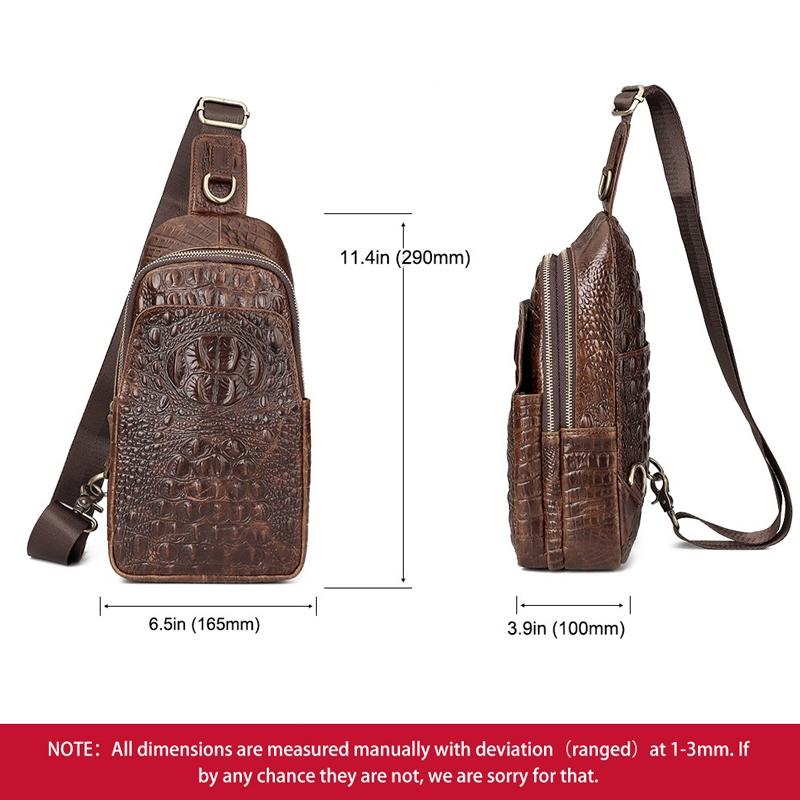 Leather Men Crossbody Bag - Black