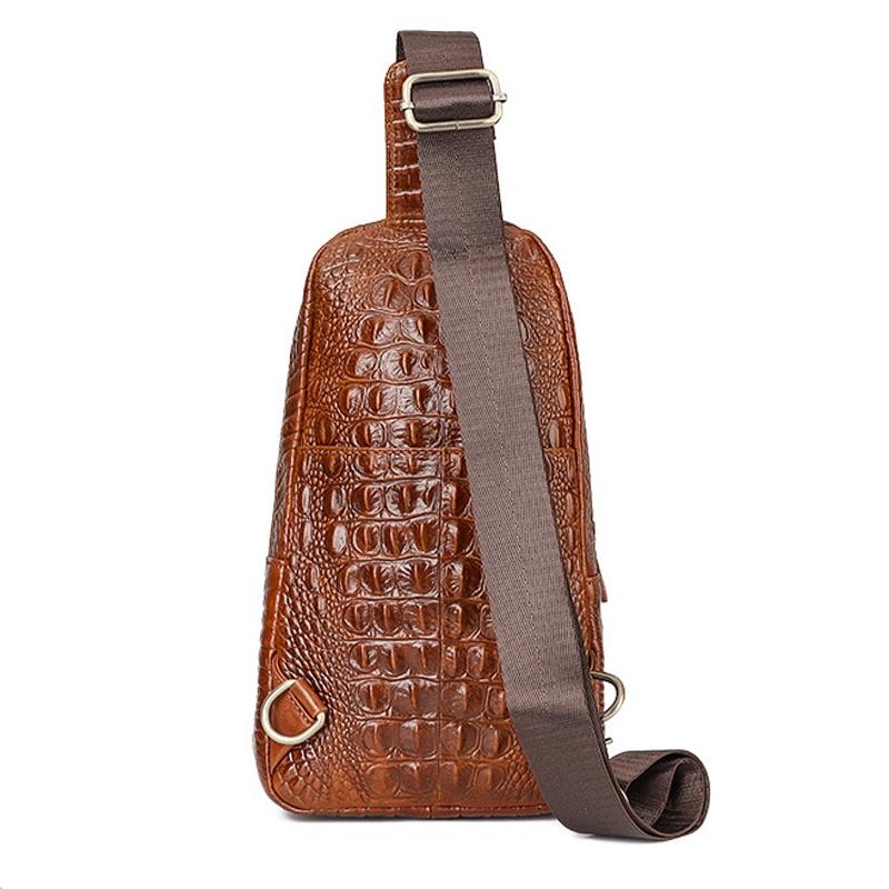 Leather Men Crossbody Bag - Black