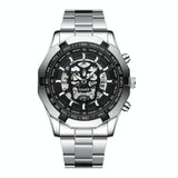Waterproof Luminous Skeleton Watch - 30m - Black Steel Black Gold Nail - Extra Image