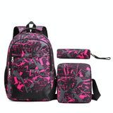 Student Backpack Set - 3 Pieces - Blue Camouflage - Side View
