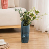 Thickened Drop-proof Vase with Dried Flower Ornaments - Light Green - 45-Degree Angle
