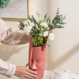 Thickened Drop-proof Vase with Dried Flower Ornaments - Light Green - Rear View