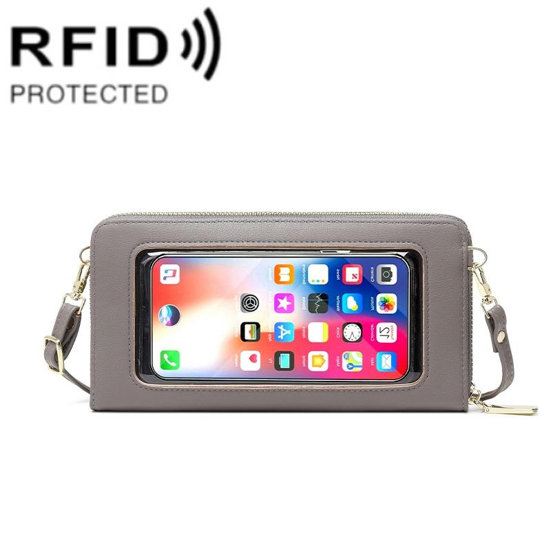 Anti Theft Rfid Cross Body Phone Bag With Touch Screen - Red Wine