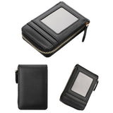 Multi Slot Short Card Holder With Zipper Coin Purse Pu Leather - Purple - Top-Down View