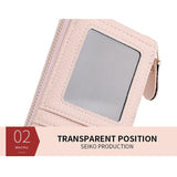Multi Slot Short Card Holder With Zipper Coin Purse Pu Leather - Purple