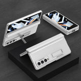 For Samsung Galaxy Z Fold4 5G Foldable Magnetic Hinge Case - Compact Design - Silver