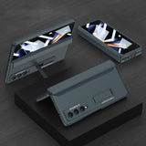 For Samsung Galaxy Z Fold4 5G Foldable Magnetic Hinge Case - Compact Design - Silver - Top-Down View