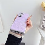 For Samsung Galaxy Z Fold4 5G Geometric Gradient Leather Phone Case - Pearlescent Finish - Silver - 45-Degree Angle