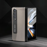 For Samsung Galaxy Z Fold4 5G Leather Phone Case With Holder - Wave Design - Grey - Front View
