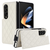 For Samsung Galaxy Z Fold4 5G Foldable Full Coverage Double Buckle Pu Phone Case - Rose Gold