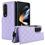 For Samsung Galaxy Z Fold4 5G Foldable Full Coverage Double Buckle Pu Phone Case - Rose Gold - 45-Degree Angle