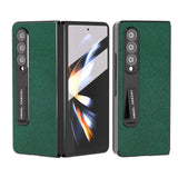 For Samsung Galaxy Z Fold4 5G Cross Texture Leather Phone Case With Holder - Red