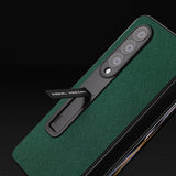 For Samsung Galaxy Z Fold4 5G Cross Texture Leather Phone Case With Holder - Red