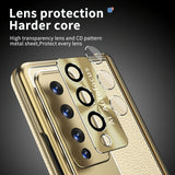 For Samsung Galaxy Z Fold4 5G Shockproof Magnetic Litchi Pattern Phone Case - Silver Gold
