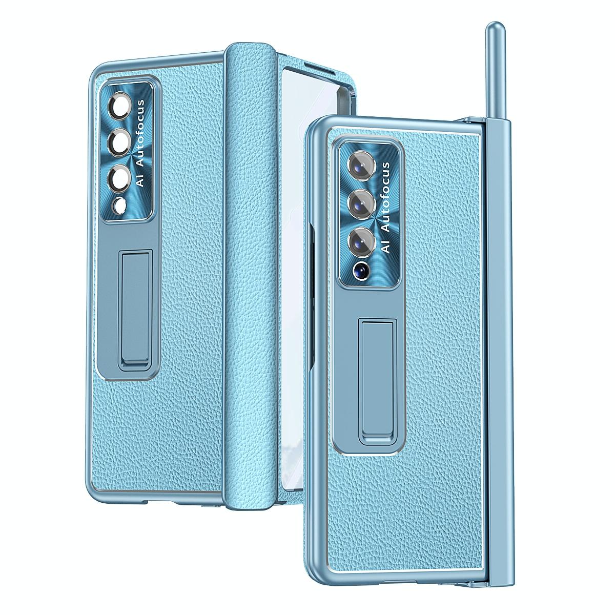 For Samsung Galaxy Z Fold4 5G Shockproof Magnetic Litchi Pattern Phone Case - Silver Gold