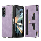 For Samsung Galaxy Z Fold4 5G Leather Folding Phone Case - Purple