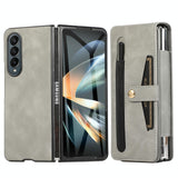 For Samsung Galaxy Z Fold4 5G Leather Folding Phone Case - Purple - Front View