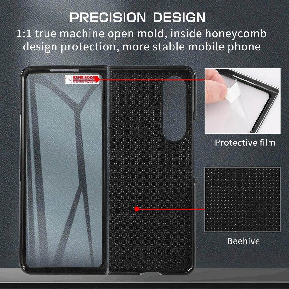For Samsung Galaxy Z Fold4 5G Leather Folding Phone Case - Purple