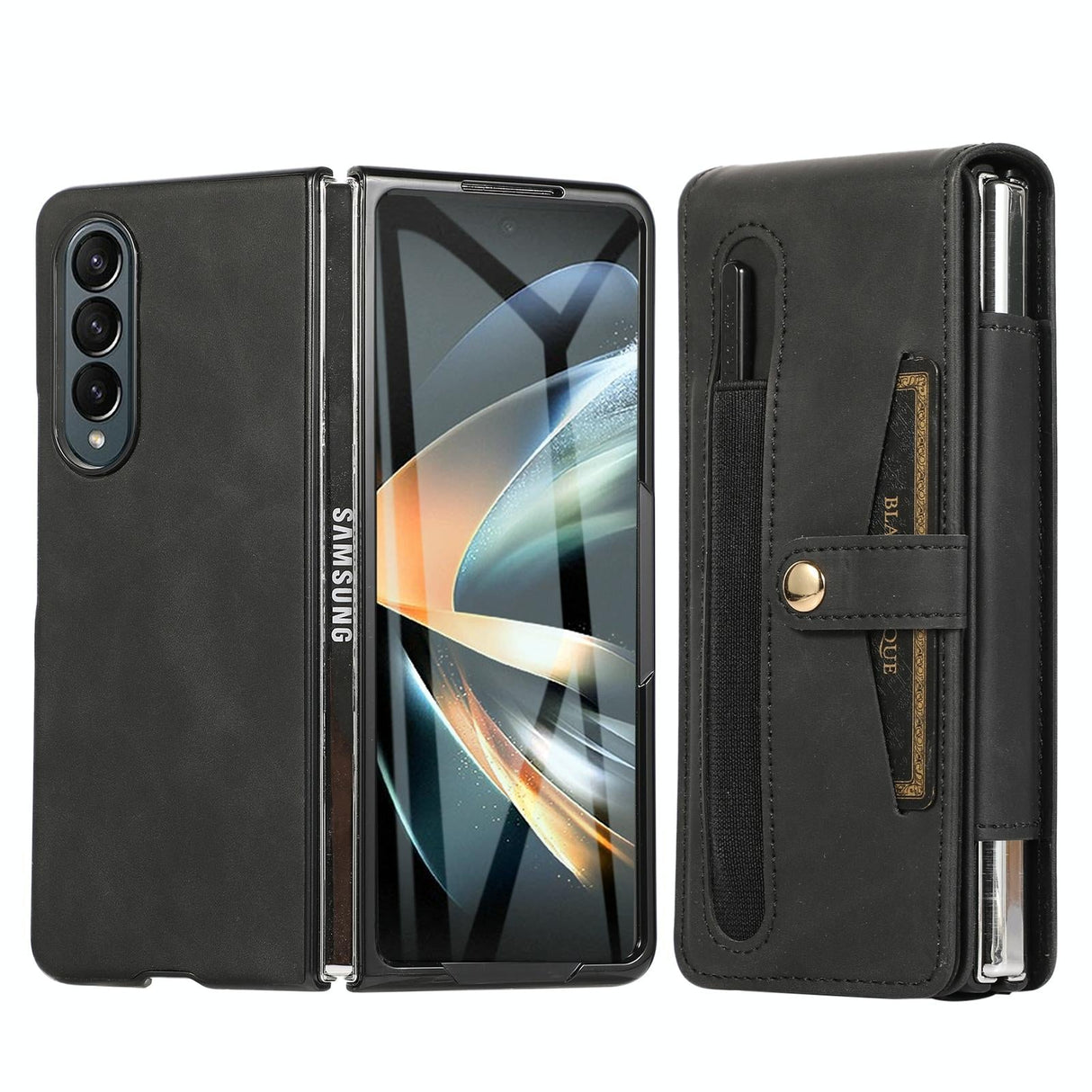 For Samsung Galaxy Z Fold4 5G Leather Folding Phone Case - Purple