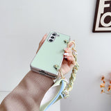 For Samsung Galaxy Z Fold4 5G Leather Phone Case With Metallic Paint And Scarf Bracelet - Purple