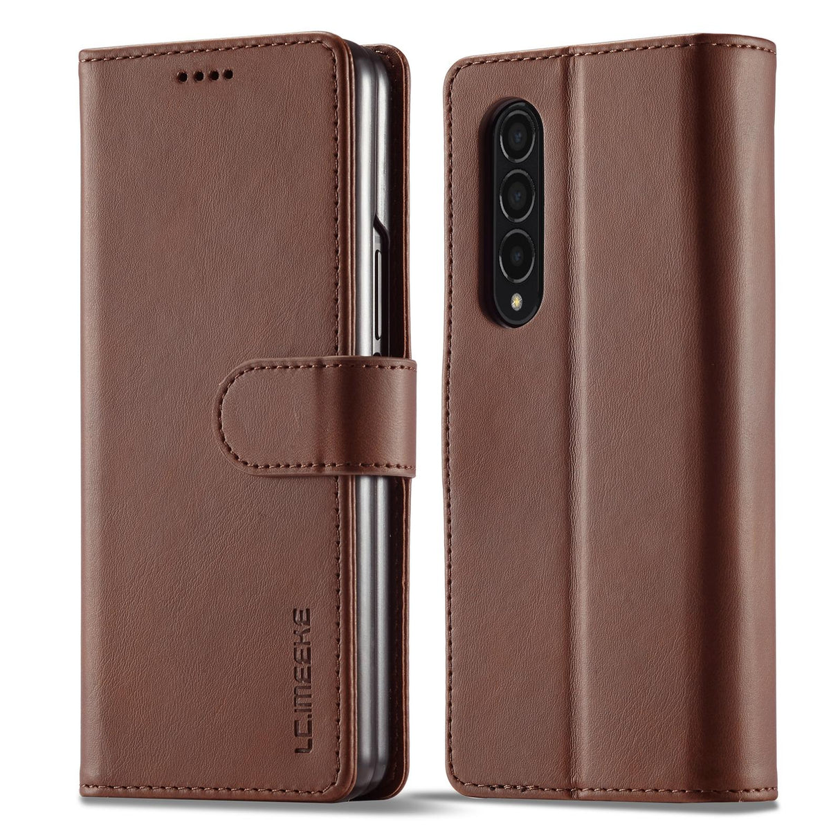 For Samsung Galaxy Z Fold4 5G Calf Leather Phone Case - Red