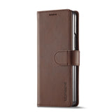 For Samsung Galaxy Z Fold4 5G Calf Leather Phone Case - Red - Side View
