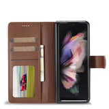 For Samsung Galaxy Z Fold4 5G Calf Leather Phone Case - Red - 45-Degree Angle