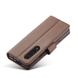 For Samsung Galaxy Z Fold4 5G Calf Leather Phone Case - Red - Low Angle
